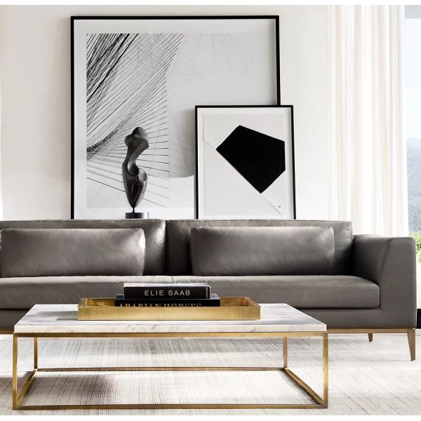 Stainless Steel And Sintered Stone Top Coffee Table Furniture For Modern Homes