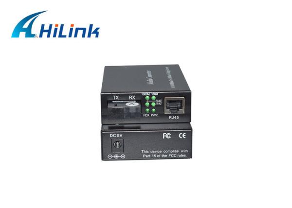 Telecom Equipment Simplex Fiber Media Converter Single Mode Fiber To Rj45 SC 5V
