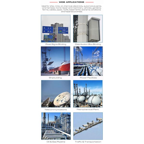 Кабельная стяжка хомут нержавеющей стали 304/316 с полиэфирным (эпоксидным) покрытием 15 x 400мм (800 фунтов) для машин