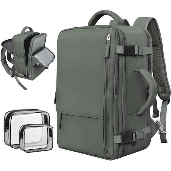 Sac à bagages de transport occasionnel sac de voyage à dos vert olive avec port de recharge USB