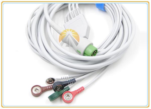 5 Lead Wires Mindray Ecg Cable , 12 Pin 5 Lead Ecg Cable Snap AHA For T5 T8