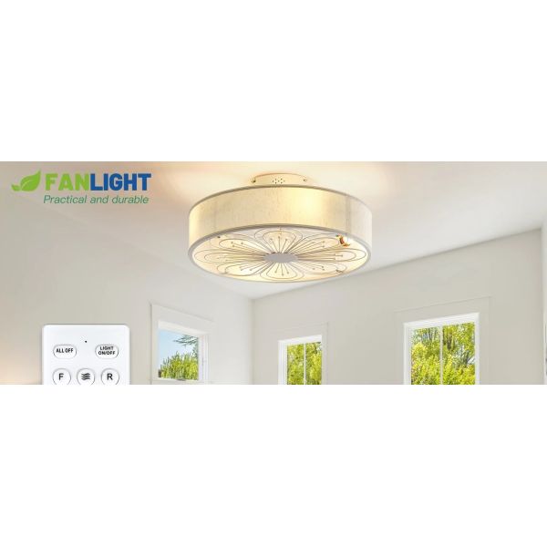 Indoor Remote Control 6-Speed living room 19 Inch Fabric Craft Ceiling Fan With Light (WH-CLL-60)