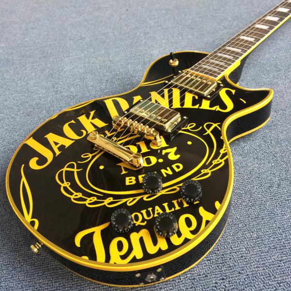 JACK DANIELS standard LP electric guitar guitar, black and yellow combination, gold pieces, free shipping