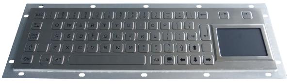 Brushed IP65 Kiosk Metal Industrial Keyboard With Touchpad  , rear panel mount