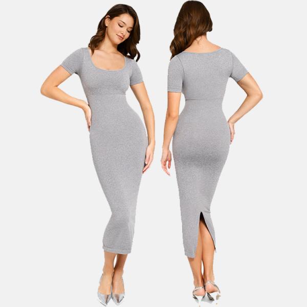 Eco-Amigável Manga Curta Quadrada Pescoço Corpo Shapewear para Mulheres