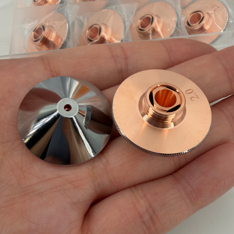 Premium D32 Laser Cutting Nozzle , High-Purity Copper Single & Double Layer Nozzle for Fiber Laser Cutting Machine , Chrome-Plated CNC Cutting Consumable