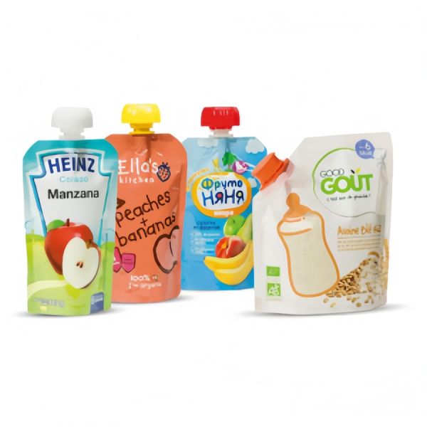 Feeding Baby Spout Pouch Bag Reusable Spouted Stand Up Pouch With Spoon