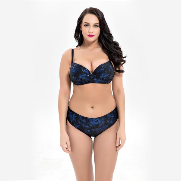 Plus Size Two piece Swimsuit print flower Swimsuit Women Push up 1928
