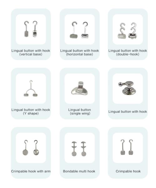 Stainless Steel Orthodontic Accessories Lingual Button Crimpable Hook Class II