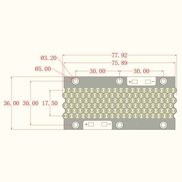 78*36mm Diode UV 385nm 277W COB LED de durcissement UV Array 13-15W/cm2 Intensité de rayonnement élevée