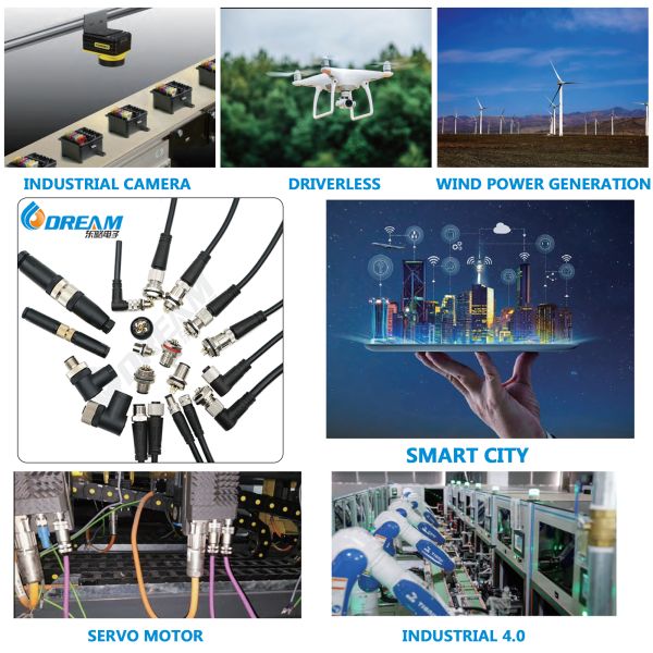 M Series M12 Industrial Circular Connector Waterproof M12 Male/Female Connectors