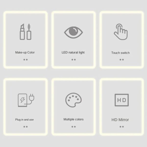 adjustable three levels light and mirror angle Desktop Smart LED cat ear make-up mirror light (WH-MR-94)