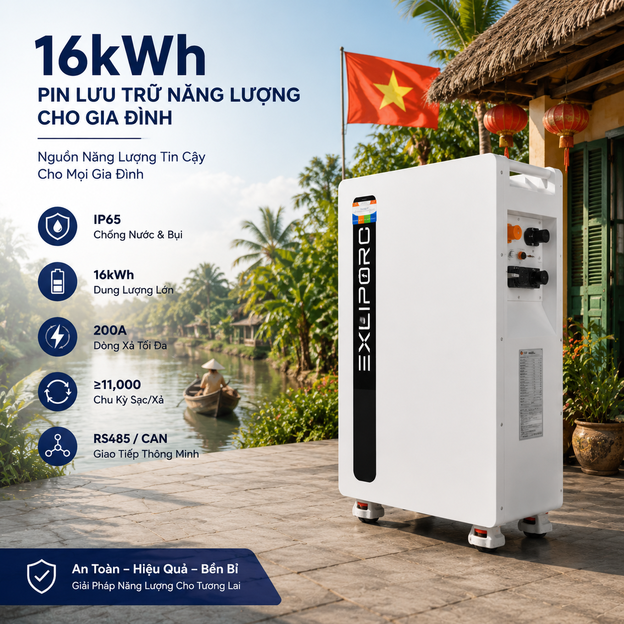 16kWh Capacity IP65 Outdoor LiFePO4 Battery with Mobile Wheel Design for Energy