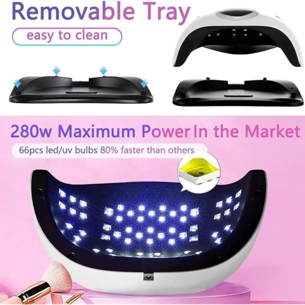 220W UV Nail Lamp with 72 UV/LED Lamp Beads and 365nm+405nm Wavelengths for Fast Curing of Gel Polish