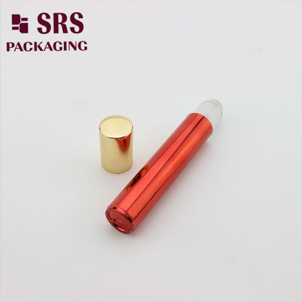 SRS Empty Eye Cream Plastic Roll On Bottle Metalized Red Color 15ml