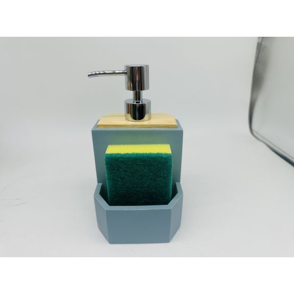 Limpieza de cocina Dispensador de jabón de piedra de arena esencial con bolsillo de esponja y porta utensilios