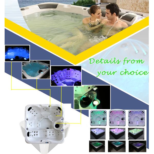 Customized 4 People Outdoor Spa Bathtubs Freestanding European Design Spa