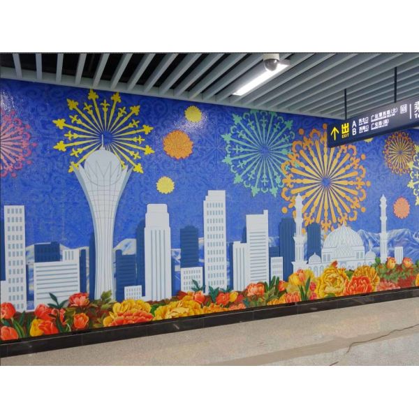 скульптура стены нержавеющей стали длины 12м, современная скульптура сброса