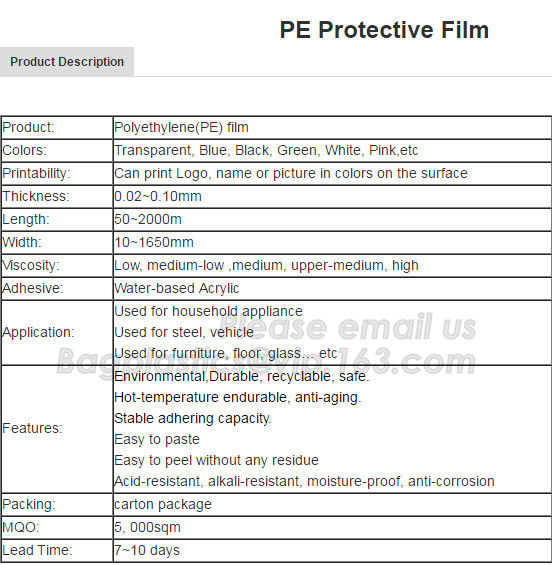 Self Adhesive PE Protective Film, Window Shield Sheeting, Surface Safety Film, Masking Film, UV Protection Sheet