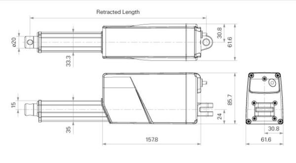 IP69K Actuador motorizado 3500N 787lb Força 0,8Inch-39Inch Traço Aplicação agrícola