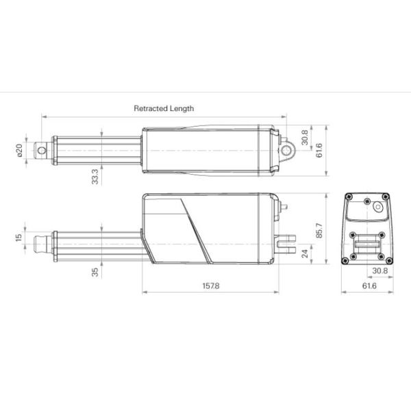 Устойчивый к погодным условиям IP69K DC 24V электрический приводной двигатель линейный двигатель 350KG 20 мм - 1000 мм ход