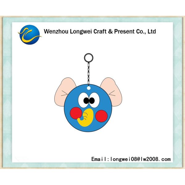OEM mini elephant soft keychains , Digital Cartoon PVC key tags