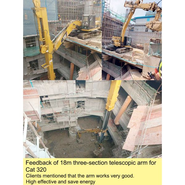 Excavator Telescopic Arm With Clamshell Bucket For Digging Foundation