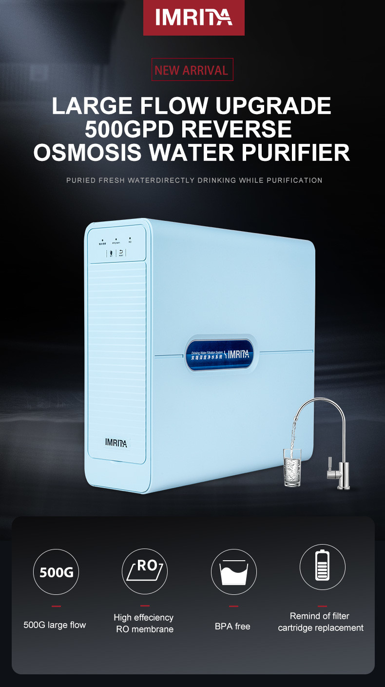 Система 1.31L/min очистителя воды обратного осмоза этапа 500GPD 3 Tankless