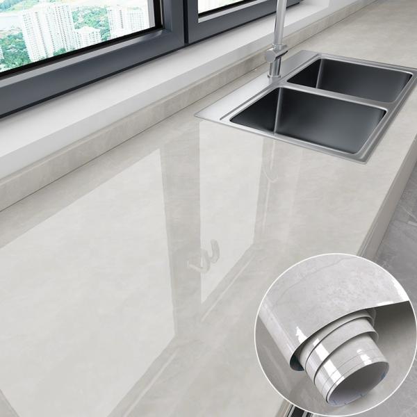 ECO White Marble Effect Wallpaper 10m Waterproof Oil Proof Wallpaper
