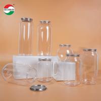 Bouteille PET, pot, emballage de boisson de 250ml, 330ml, 400ml, 500ml, 700ml, taille personnalisée, canettes fabriquées à partir de PET de qualité alimentaire, transparent avec couvercle à pression, couvercle facile à ouvrir