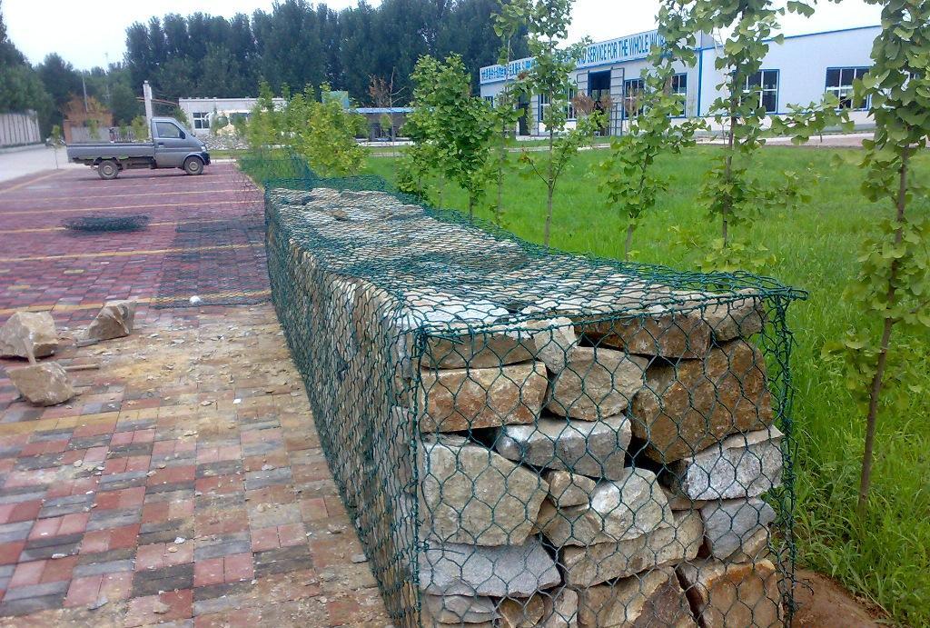 Pvc сетки W1.5m 100*120mm покрыл коробки провода для камней