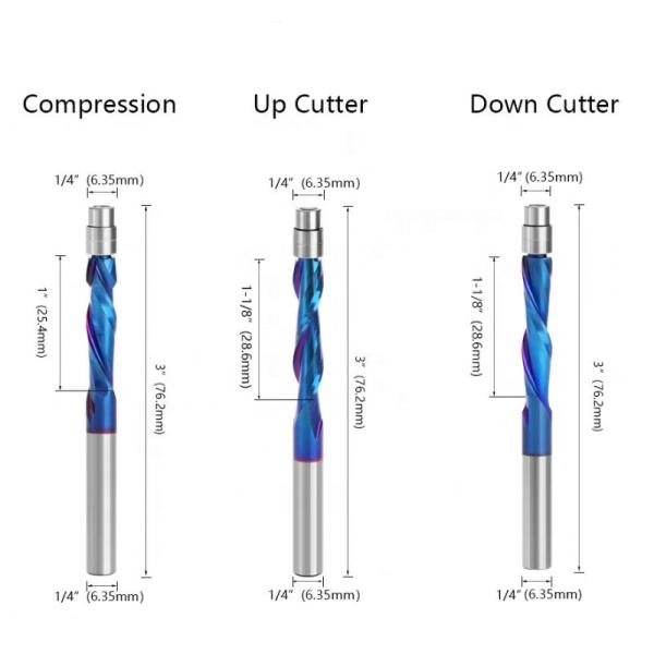Carbide Wood Router Bit Customized Inch Up Cut Flush Trim Router Bit 65HRC