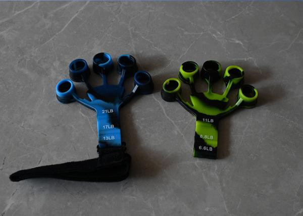 Customized nylon finger resistance bands are designed for finger stretching and strengthening exercises.