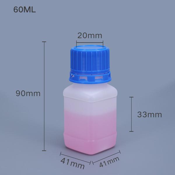 60 ml de plástico quadrado Laboratório Polylab frasco de reagente para experimento científico ODM