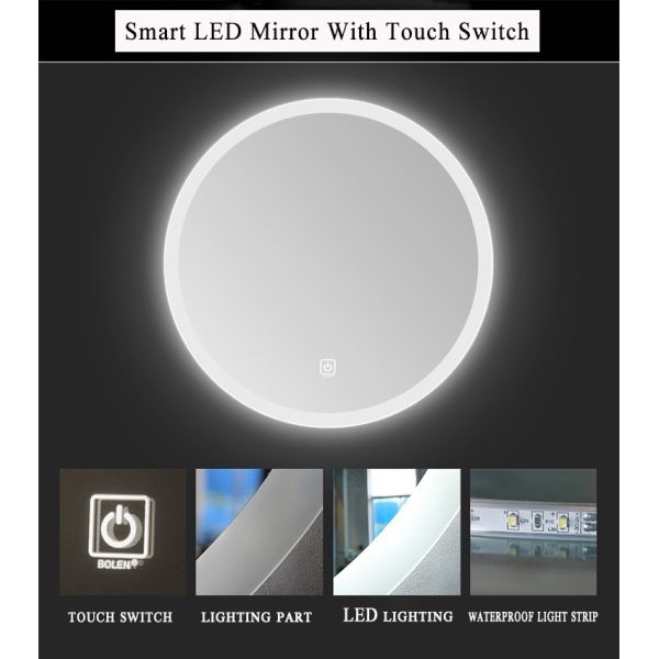 Waterproof Makeup Bathroom Mirror Explosion Proof Safety Tempered Glass Bathroom Mirror