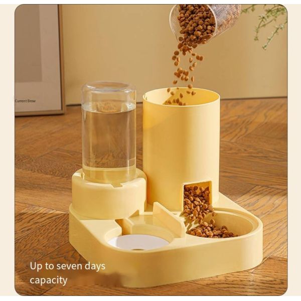 Automatic Cat Feeding Water Feeder Three-in-One Water Dispenser Ceramic Bowl for Cats and Dogs with Bell