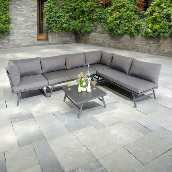 Patio Balcony Outdoor Furniture Set of 5 Knock Down Structure Popular High Quality Aluminum Garden Sofa Set