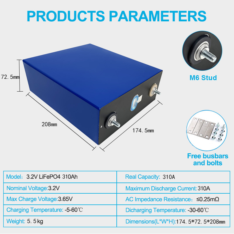 LiFePO4 Литийная батарея перезаряжаемая 3.2V 50AH 100AH 280AH OEM ODM Литий-ионная батарея Lifepo4 Призматическая батарея