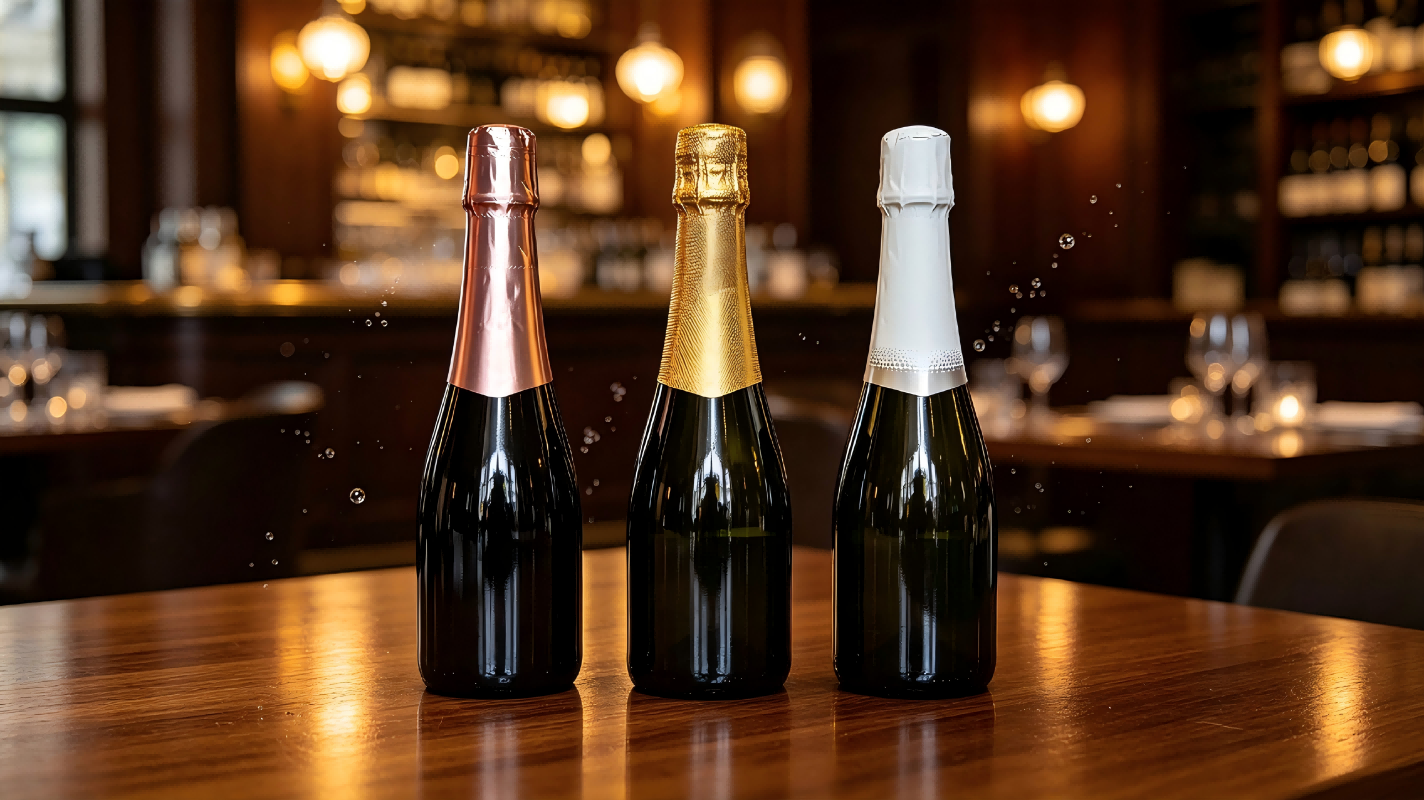 Foil Printed Aluminum Champagne Capsule FDA Approved Recyclable Sparkling Wine Bottles
