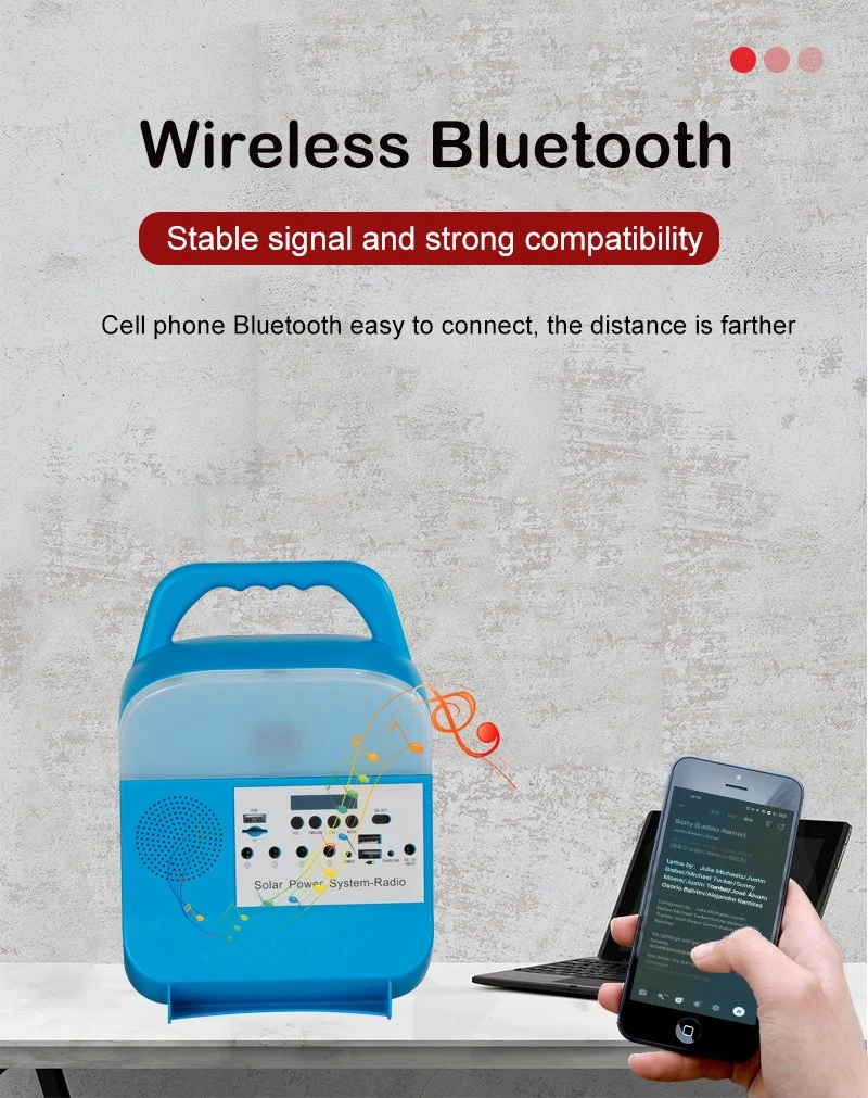 6000Mah осветительная установка 250mm батареи 6V солнечная домашняя с радио Bluetooth MP3