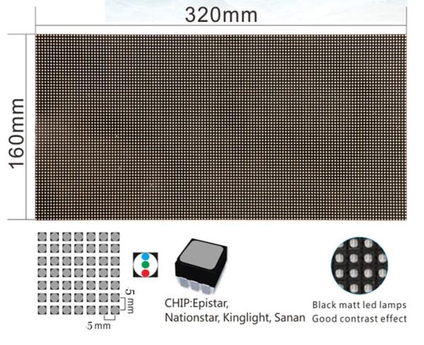 Outdoor P5 Full Color Led Display Module 320x160mm Nationstar Kinglight