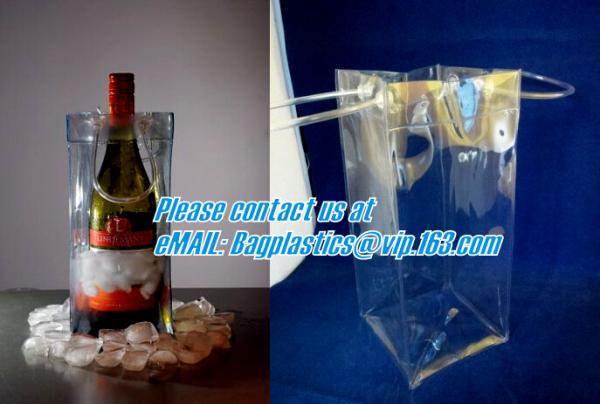 PVC Ice Bag, Wine Beer Gift Bags, Wine Bag, Drink Ice Bags, Portable Wine Bags Gel Ice Pack PVC Wine Cooler Bag With Han