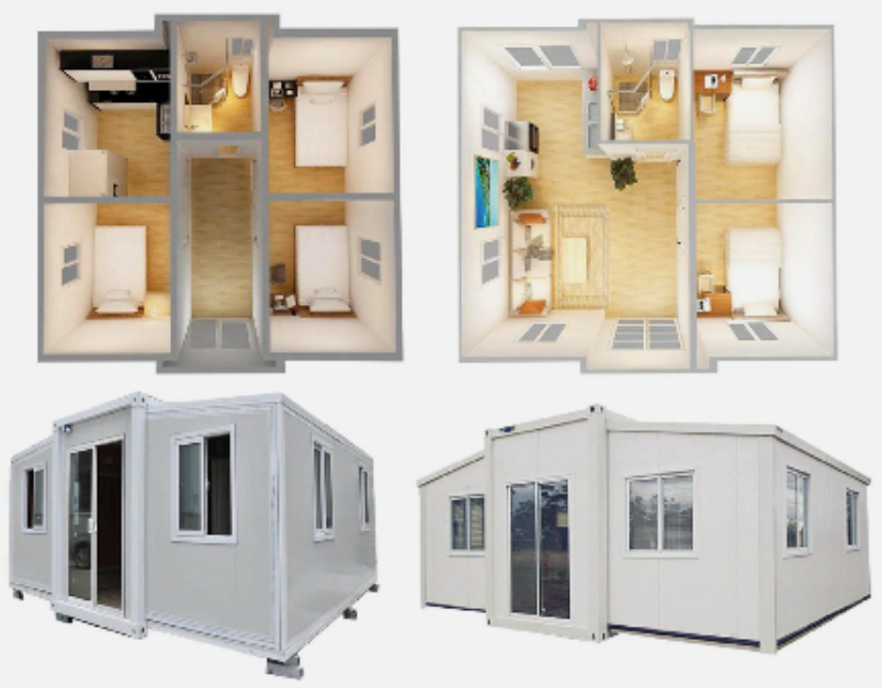 Apartamento de lujo de oficina prefabricado Contenedor de almacenamiento Casas de 2 pisos 2 dormitorios móviles