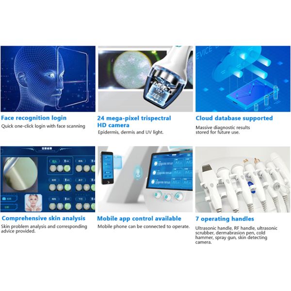 Smart Ice Blue Hydra Microdermabrasion Facial Skin Care Machine Hydra Dermabrasion Beauty Machine with Skin Analysis