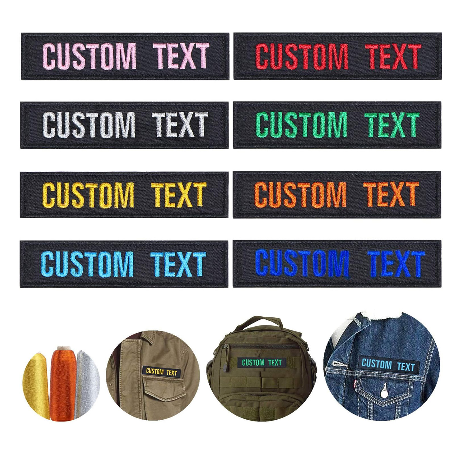 Customizable Tactical Buckle Patch with Hook and Loop Back Various Embroidered Name and Alphabet Heart Shapes Patches