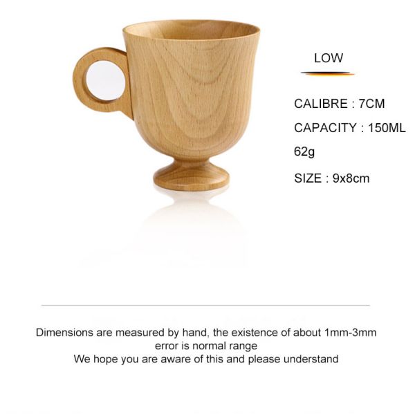 Japanese Creative Wooden Coffee Mug Household Solid Wood Handle Handy Cup