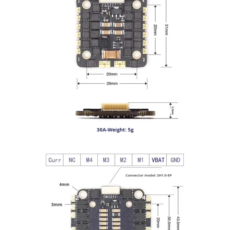 Corvon Keyun Travel Machine Four-in-One 8-Bit 30A50A60A Brushless ESC Plastic PWM/Dshot/OneShot Racing Drone Accessories