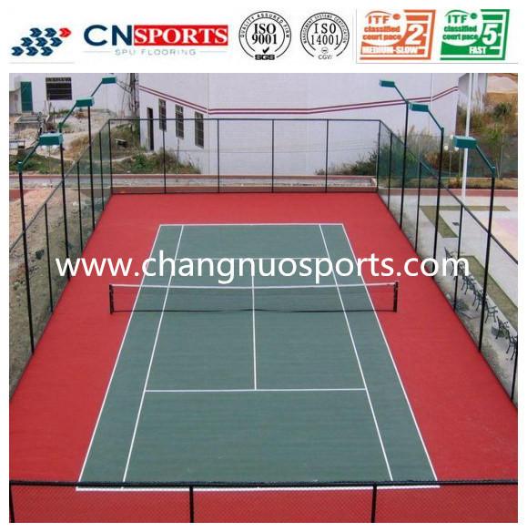 1.9mpa Tensile Strength Silicon PU Tennis Flooring ,Anti-UV and High Rebound