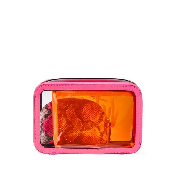 Travel Cosmetic Bag PVC Make-up Pouch Handle Straps for Women Men, Carry On Airport Airline Compliant Quart Bags