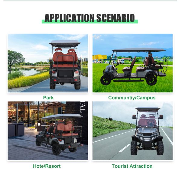 Mobility Scooter Golf Carts 5-6 Seats 150-200mm Ground Clearance and Electric Carplay